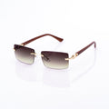 Lunettes Rectangle — Métal Doré & Branches Bois & Verres Bruns
