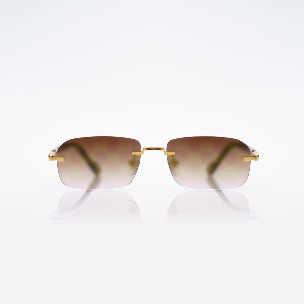 Lunettes Rectangle — Métal Doré & Branches Écaille