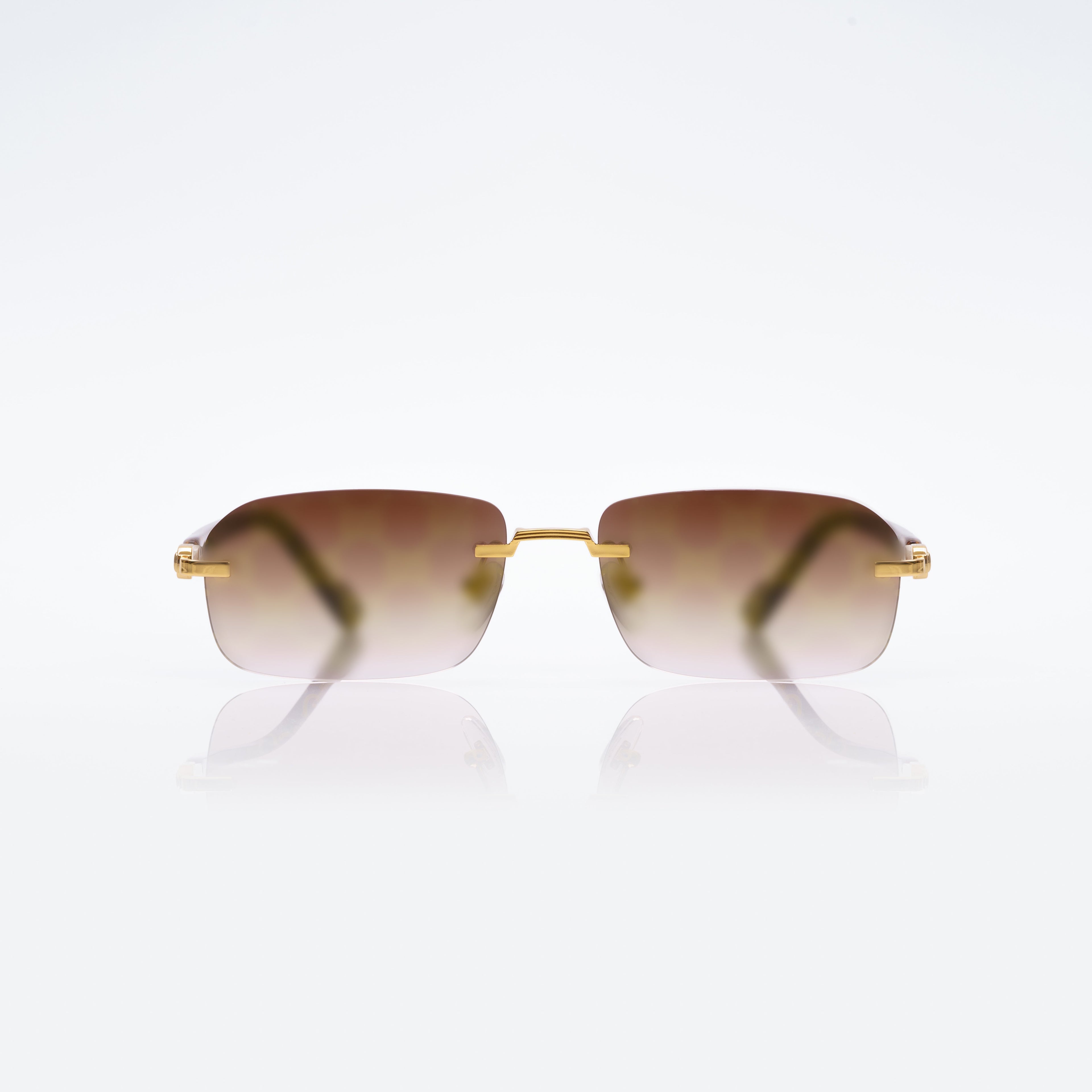 Lunettes Rectangle — Métal Doré & Branches Écaille