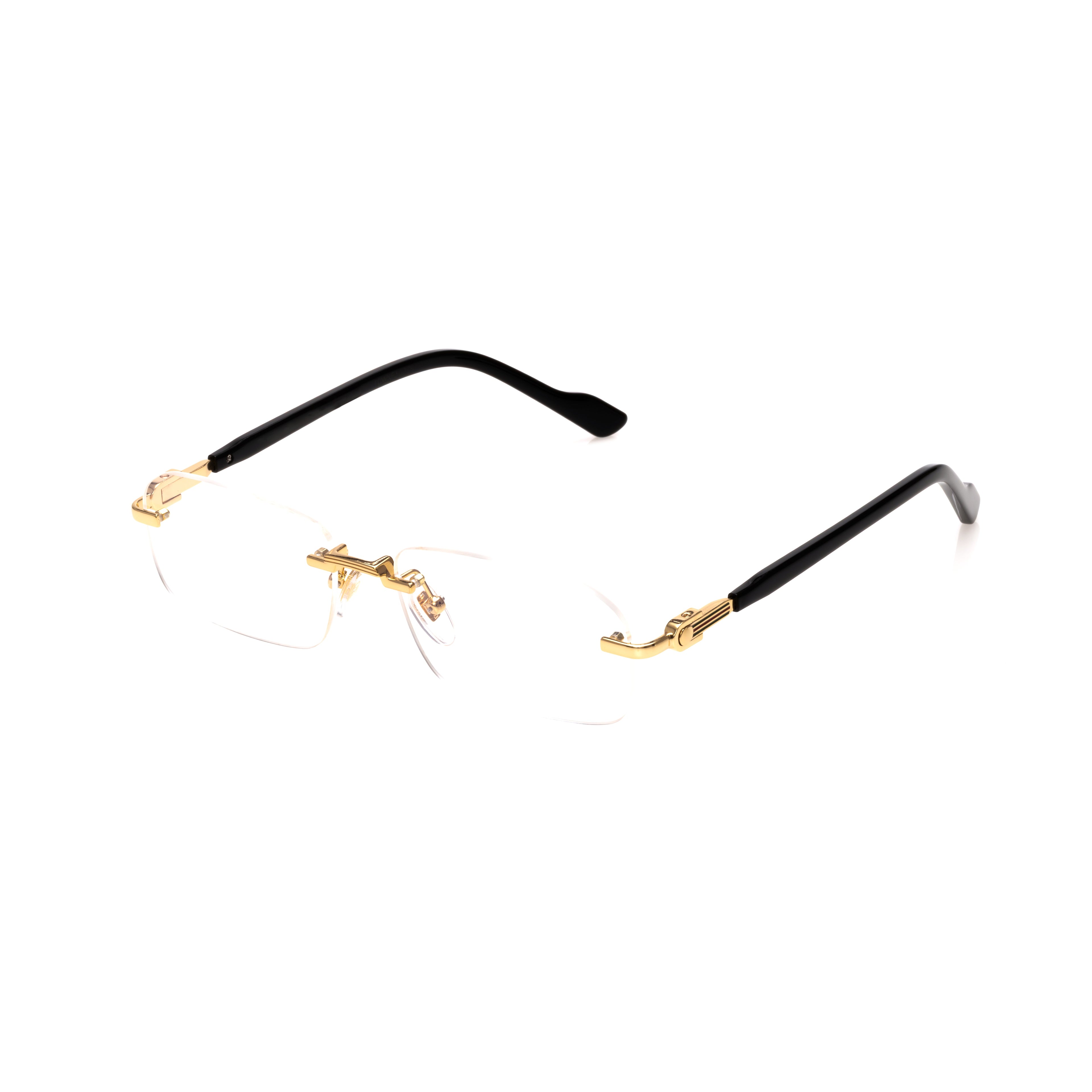 Lunettes Rectangle — Métal Doré & Branches Écaille