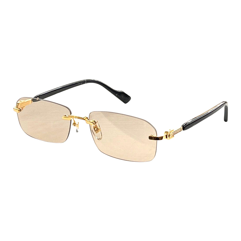 Lunettes Rectangle — Métal Doré & Branches Écaille