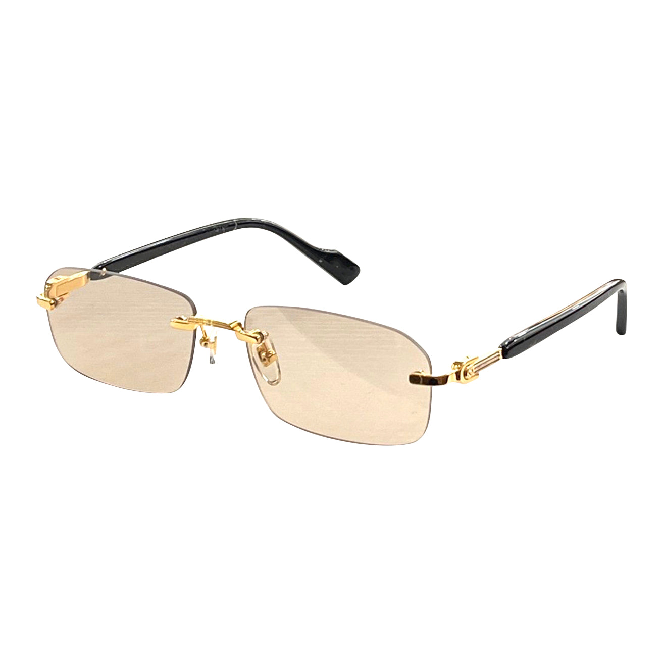 Lunettes Rectangle — Métal Doré & Branches Écaille