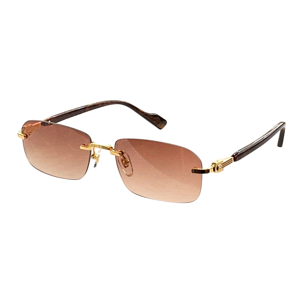 Lunettes Rectangle — Métal Doré & Branches Écaille