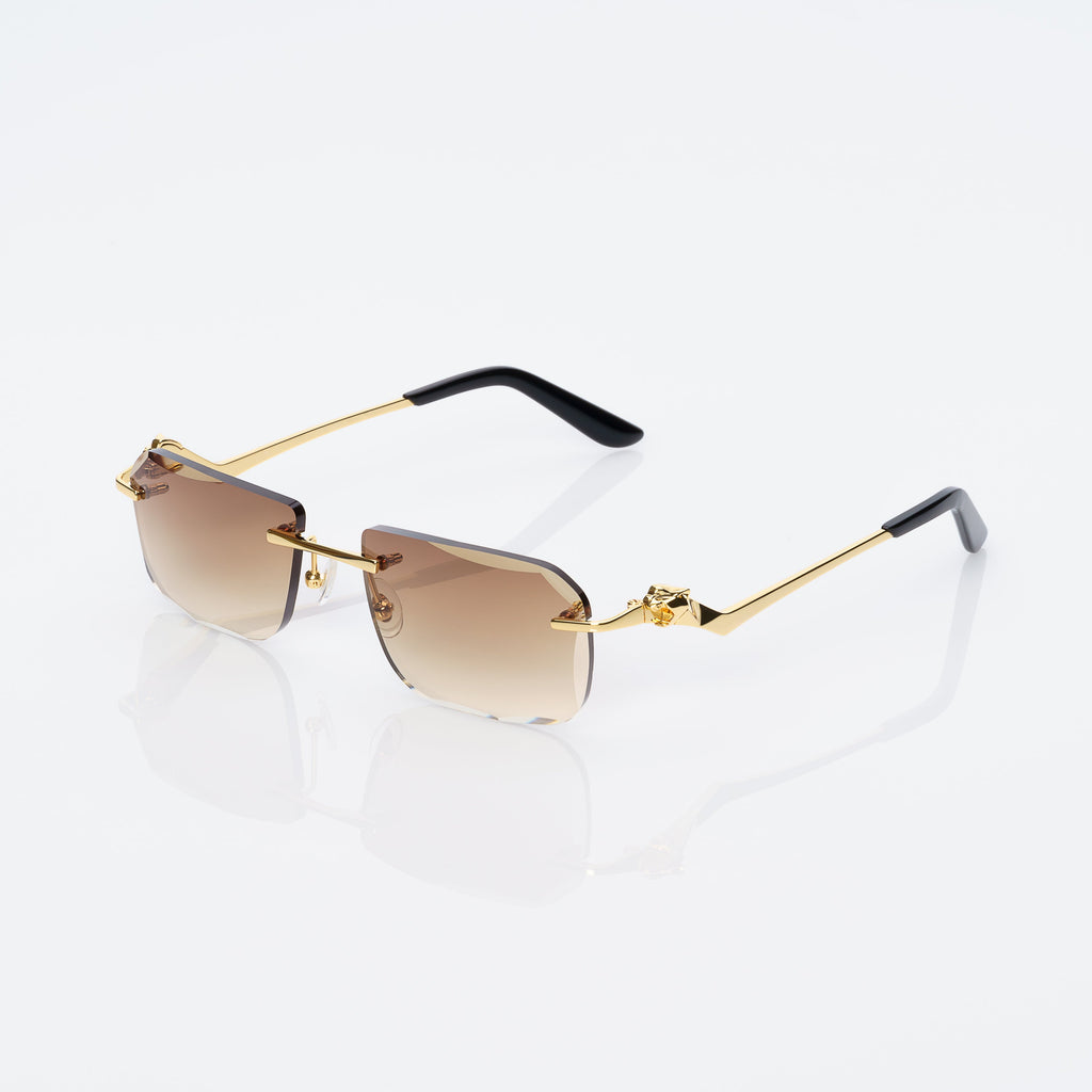 Lunettes Rectangle — Métal Doré & Dégradé Caramel
