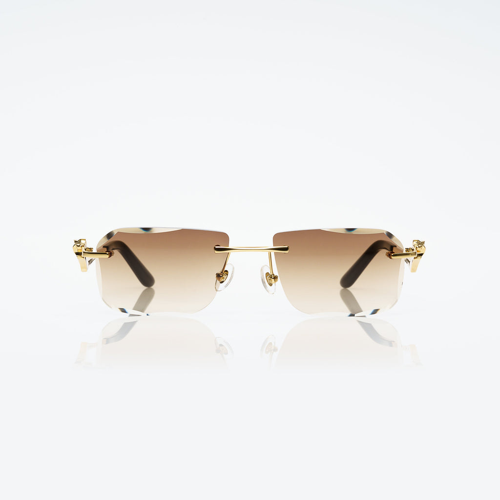 Lunettes Rectangle — Métal Doré & Dégradé Caramel