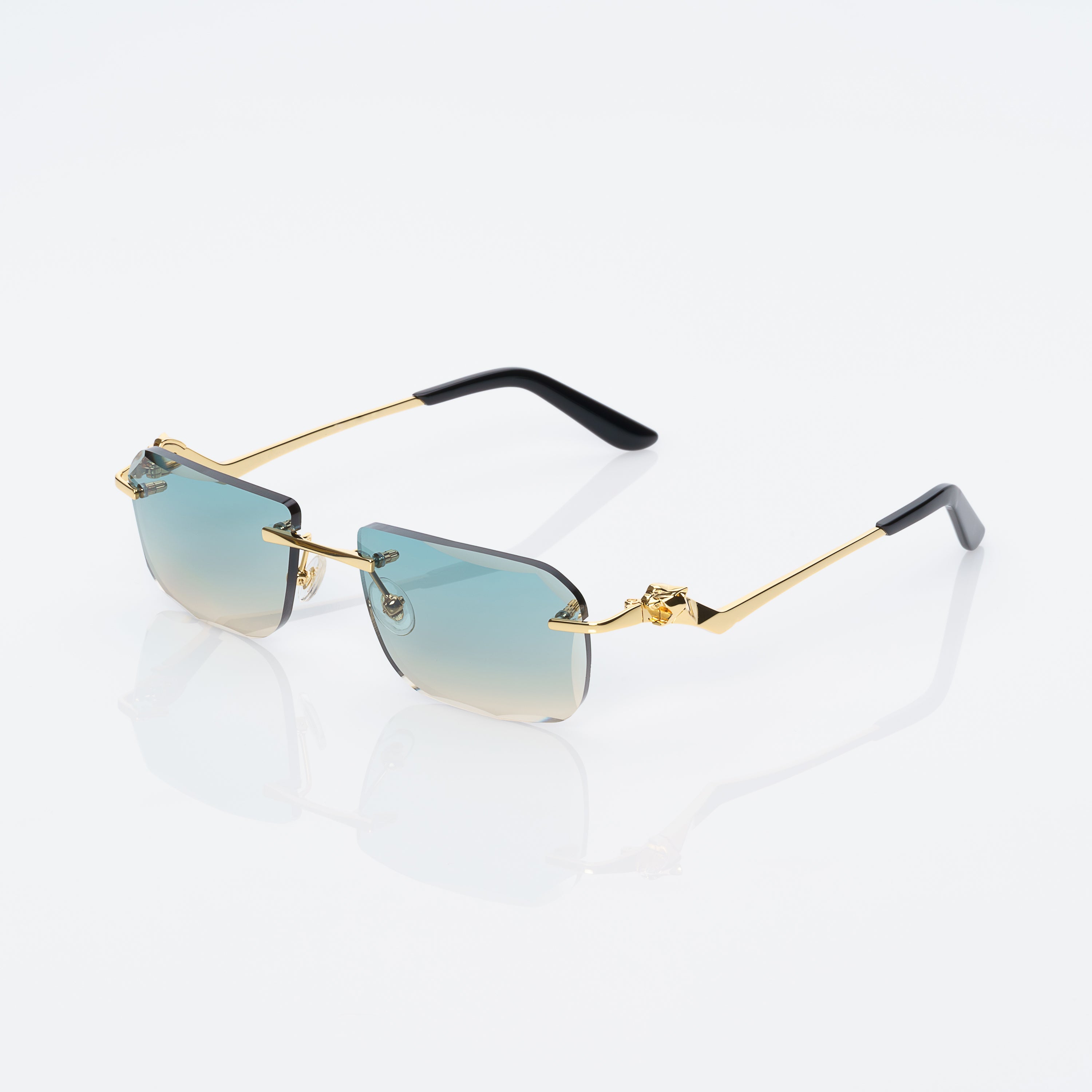 Lunettes Rectangle — Métal Doré & Dégradé Caramel