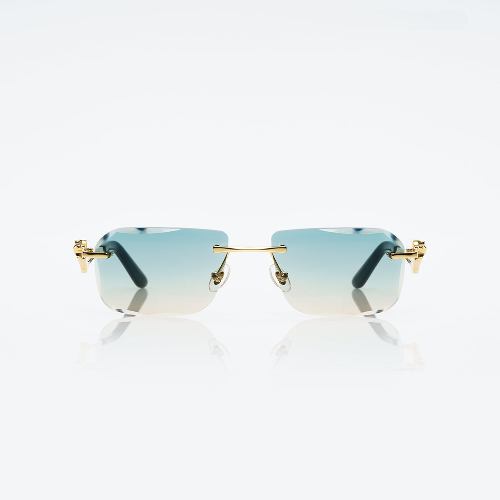 Lunettes Rectangle — Métal Doré & Dégradé Caramel