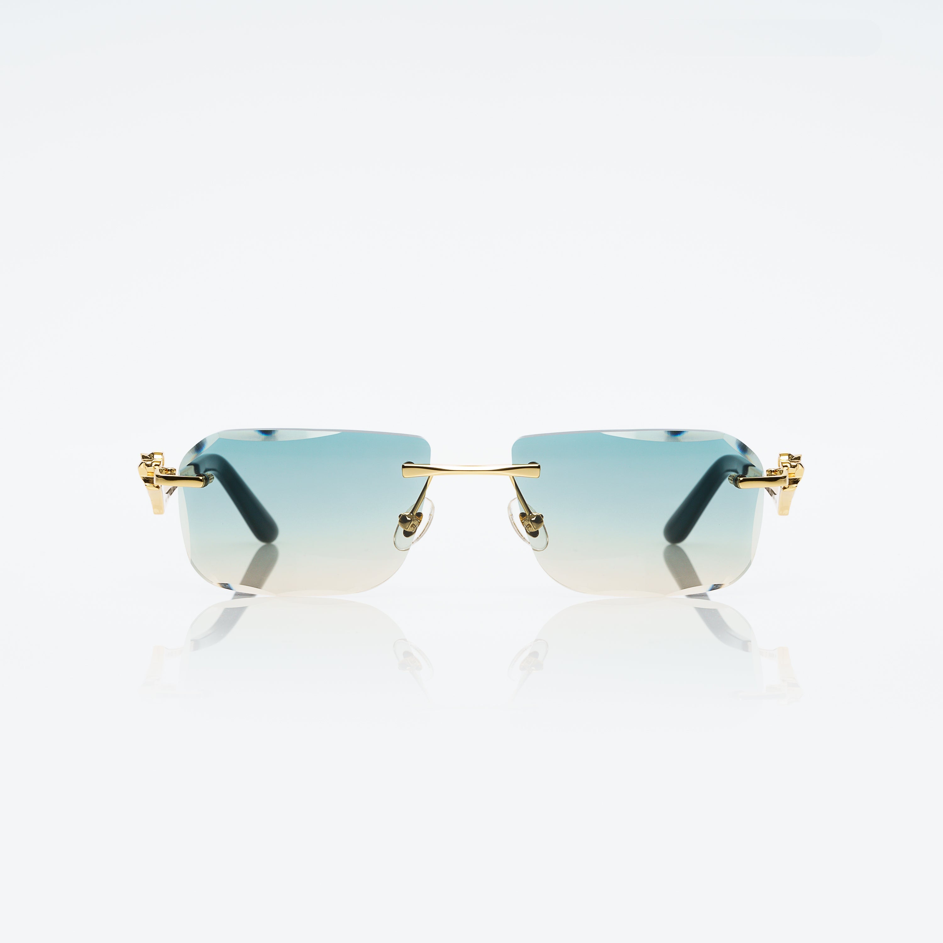 Lunettes Rectangle — Métal Doré & Dégradé Caramel