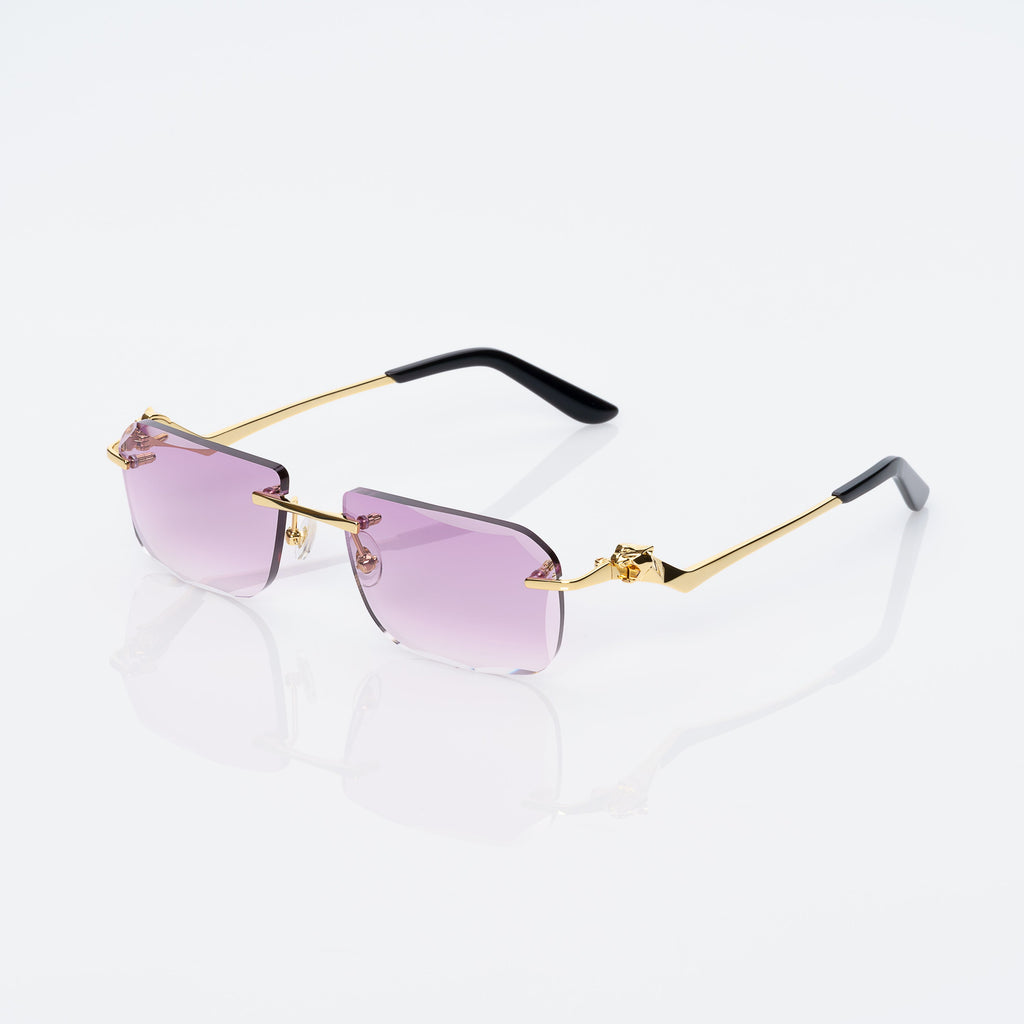 Lunettes Rectangle — Métal Doré & Dégradé Caramel