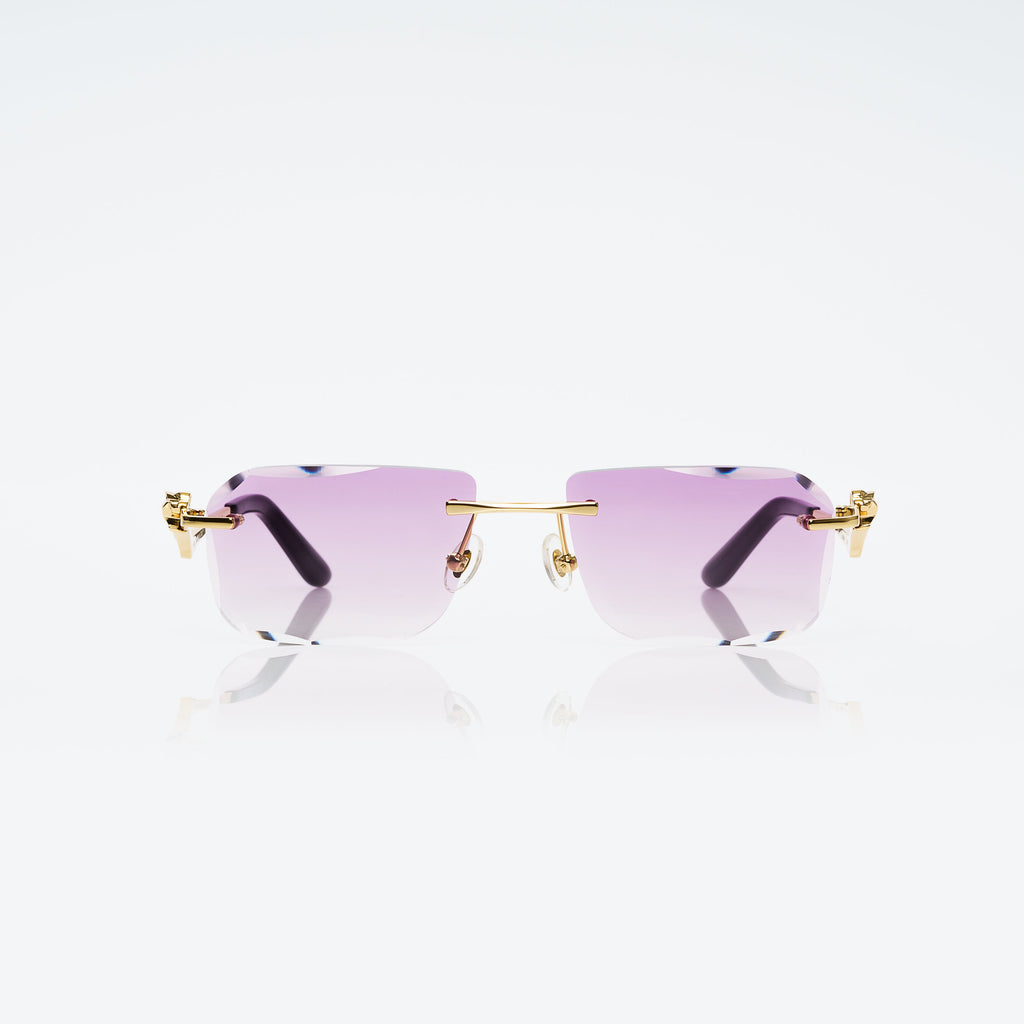 Lunettes Rectangle — Métal Doré & Dégradé Caramel