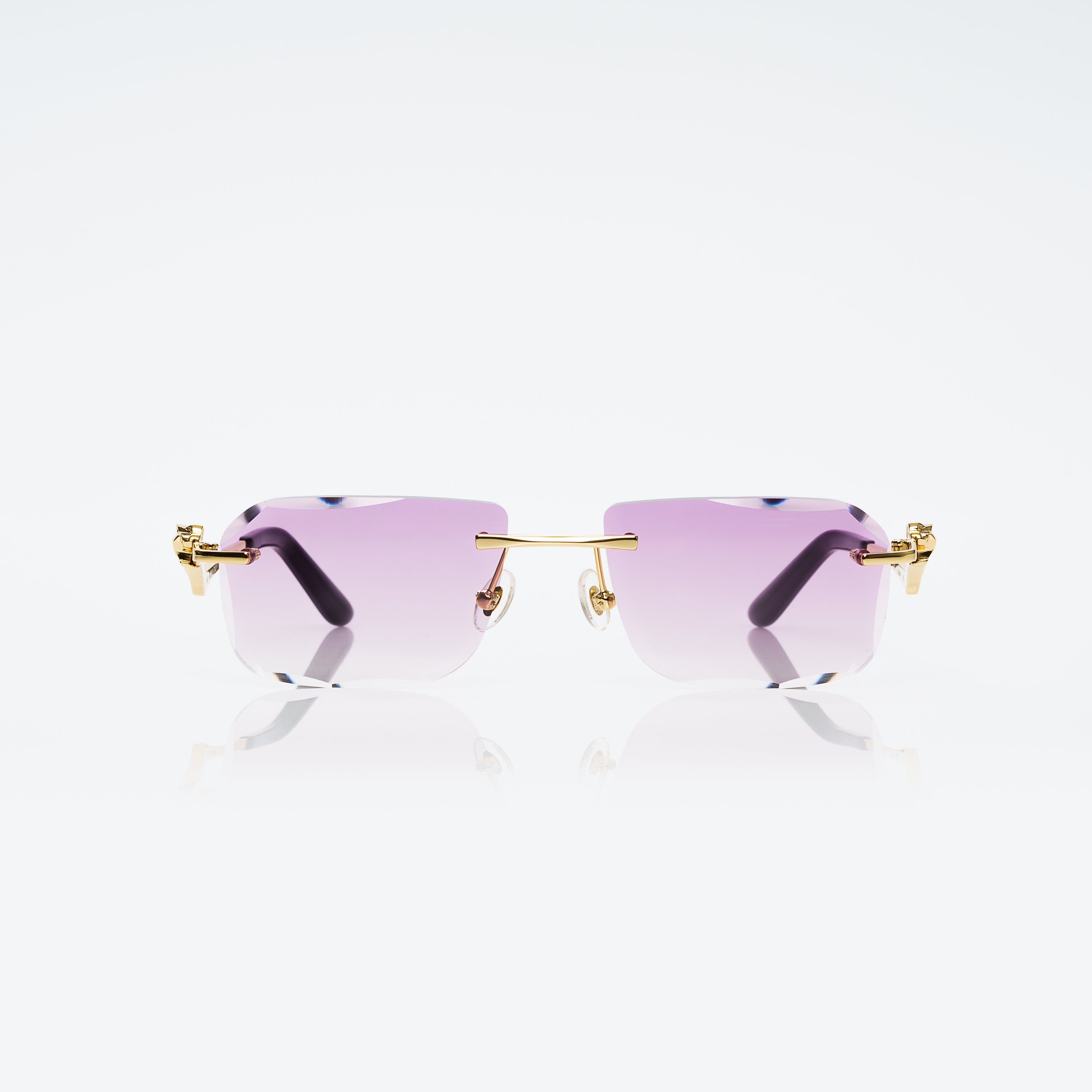 Lunettes Rectangle — Métal Doré & Dégradé Caramel