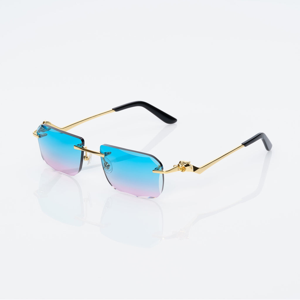 Lunettes Rectangle — Métal Doré & Dégradé Caramel