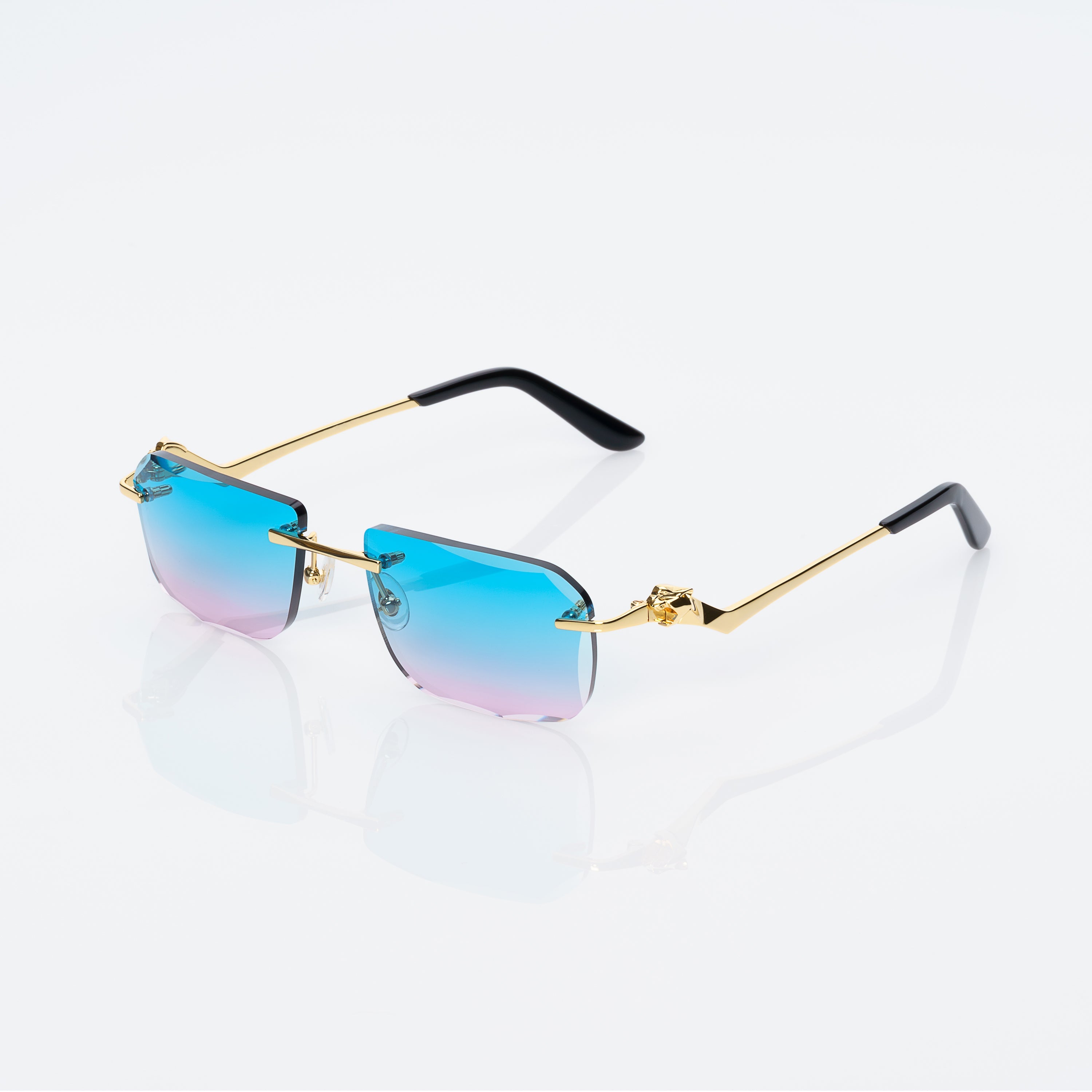 Lunettes Rectangle — Métal Doré & Dégradé Caramel