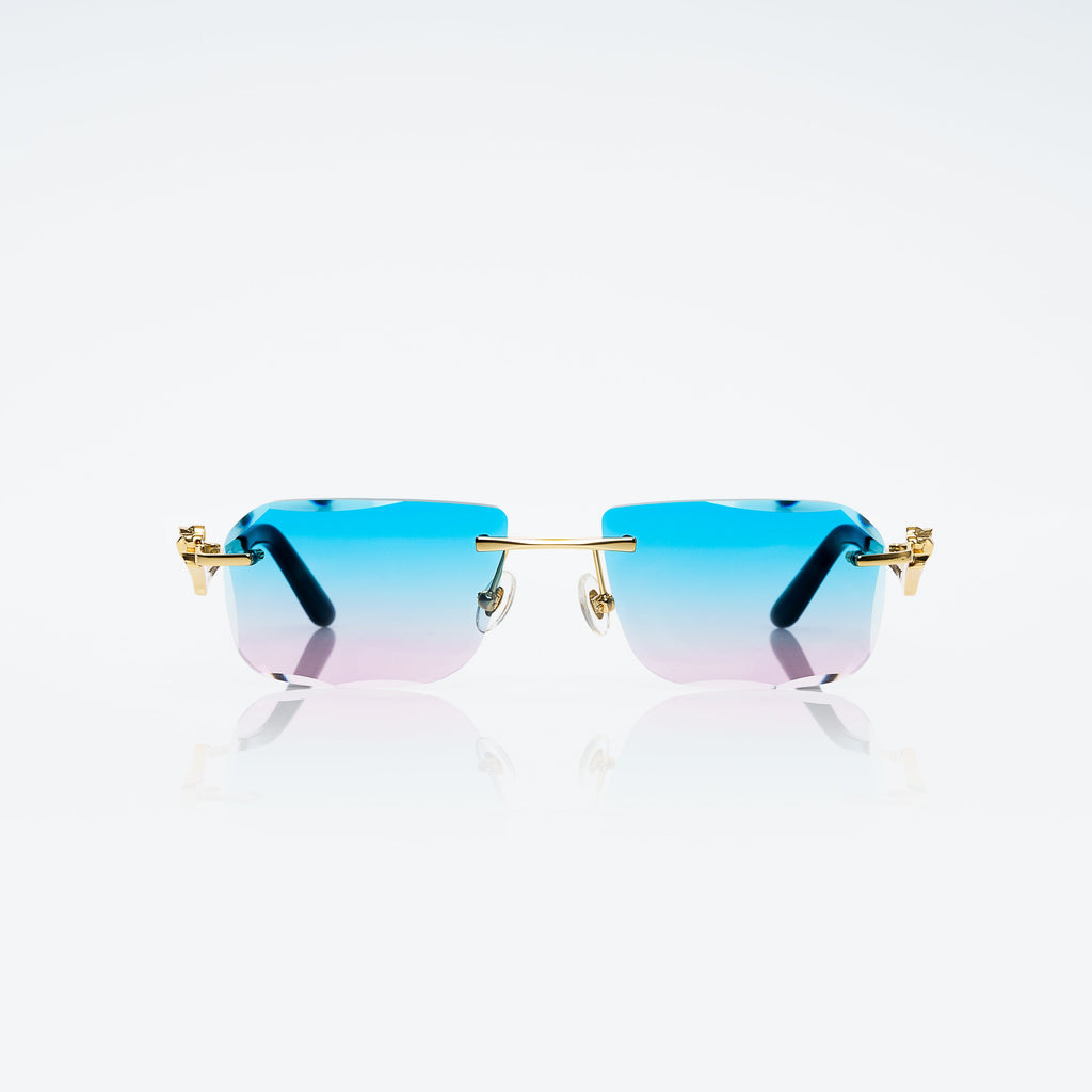 Lunettes Rectangle — Métal Doré & Dégradé Caramel