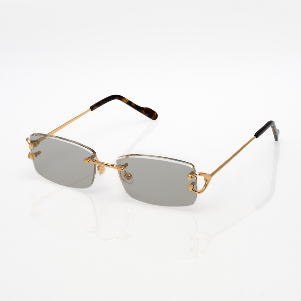 Lunettes Rectangle — Métal Doré & Écaille