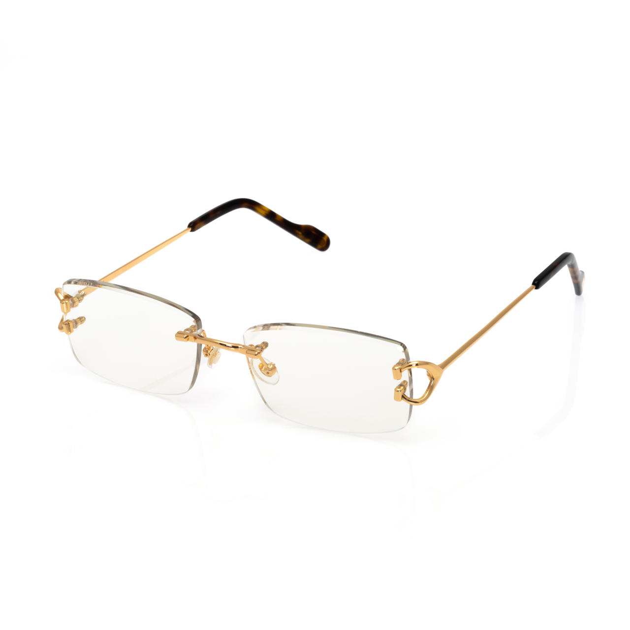 Lunettes Rectangle — Métal Doré & Écaille