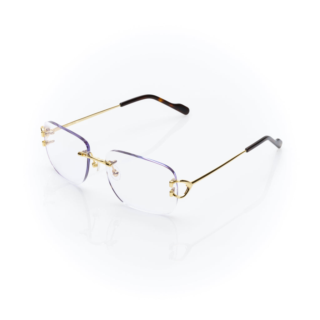 Lunettes Rectangle — Métal Doré & Embouts Écaille