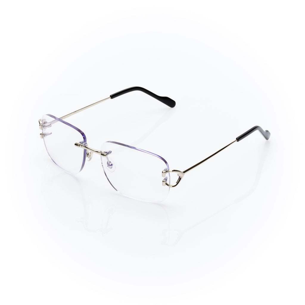 Lunettes Rectangle — Métal Doré & Embouts Écaille