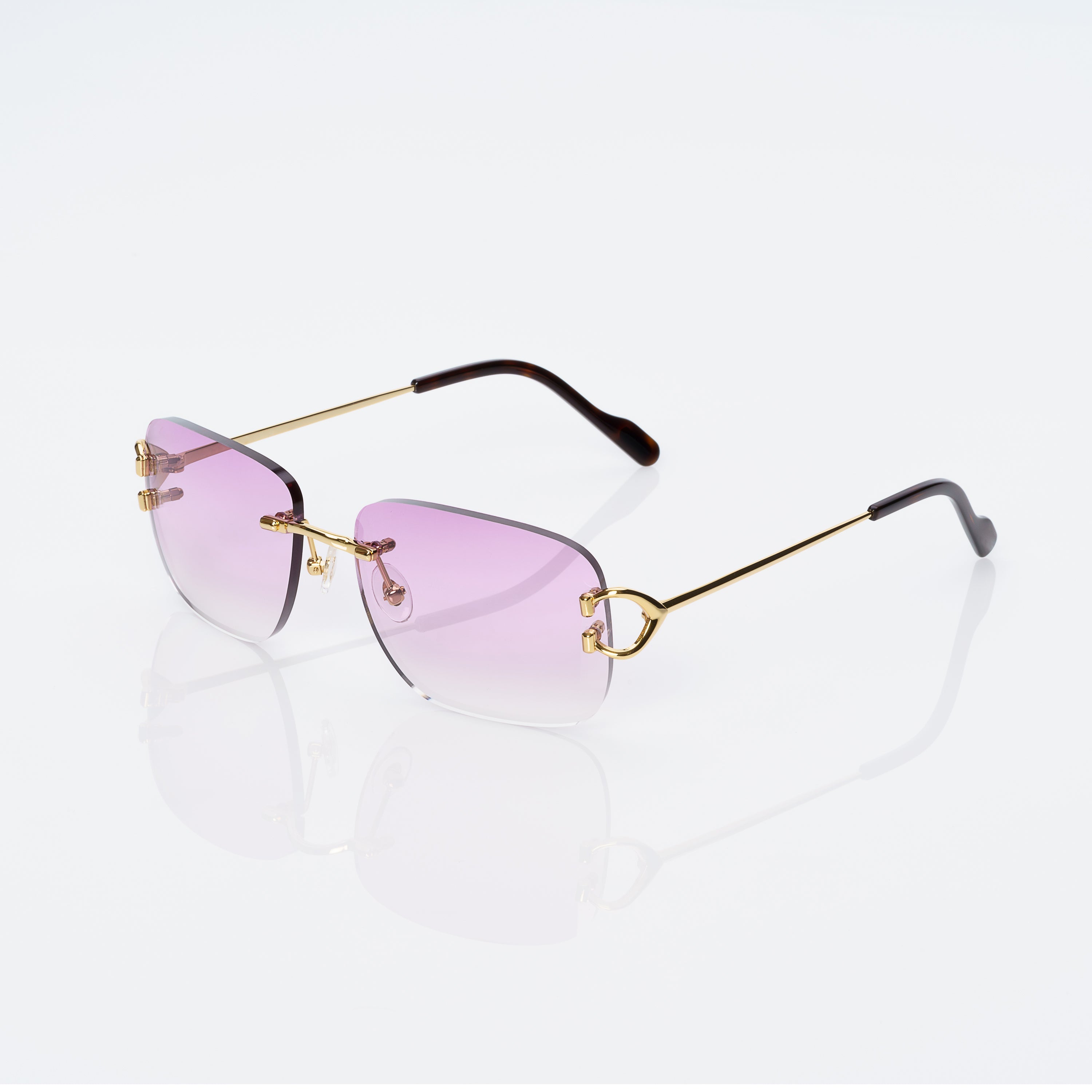 Lunettes Rectangle — Métal Doré & Embouts Écaille