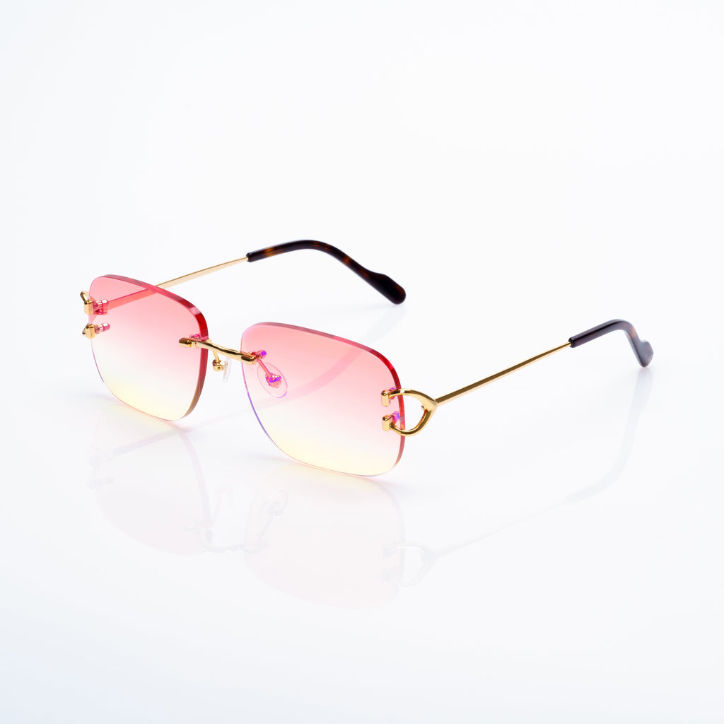 Lunettes Rectangle — Métal Doré & Embouts Écaille