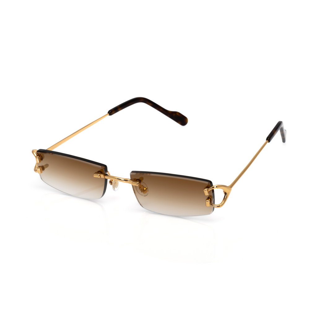 Lunettes Rectangle — Métal Doré Fin & Écaille