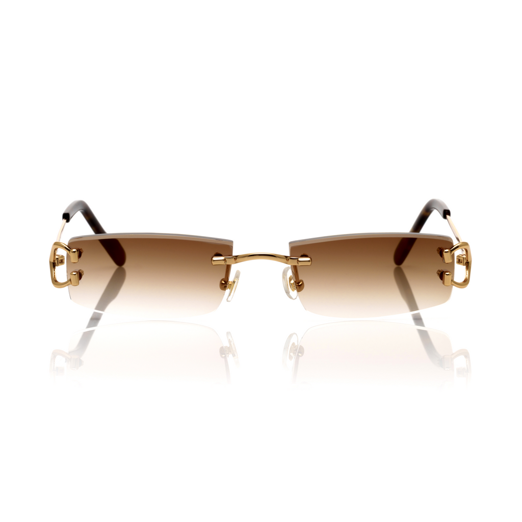 Lunettes Rectangle — Métal Doré Fin & Écaille