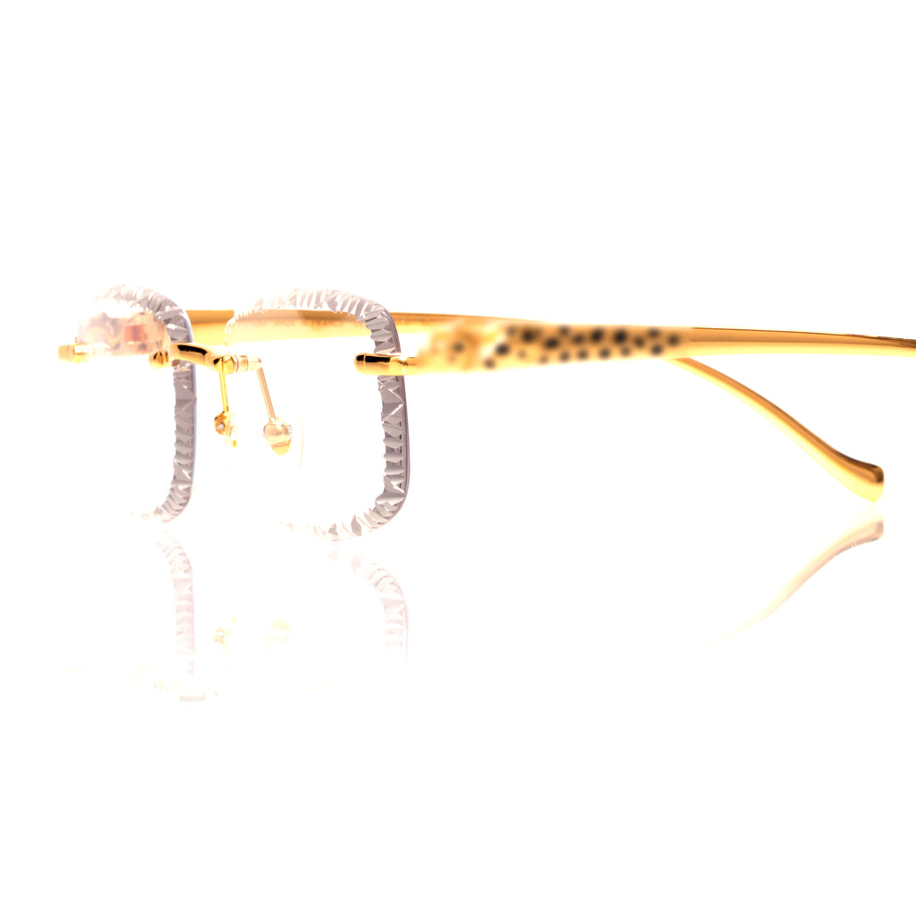 Lunettes Rectangle — Métal Doré Guépard & Verres Clairs