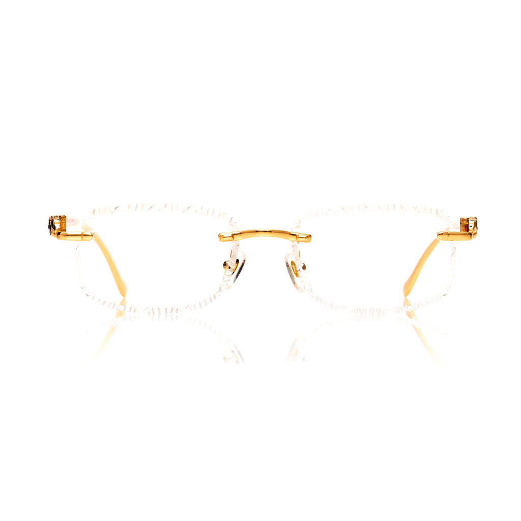 Lunettes Rectangle — Métal Doré Guépard & Verres Clairs