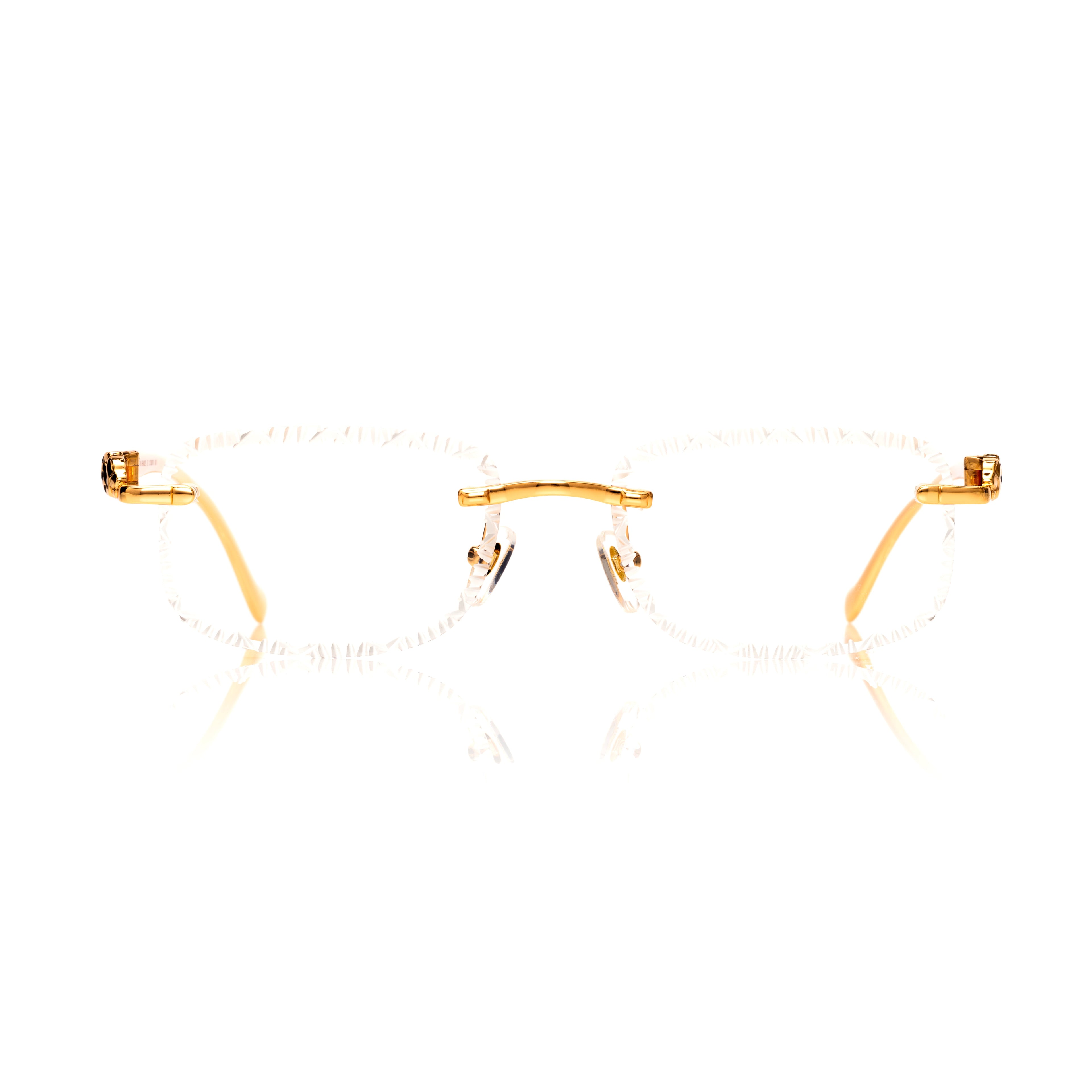 Lunettes Rectangle — Métal Doré Guépard & Verres Clairs