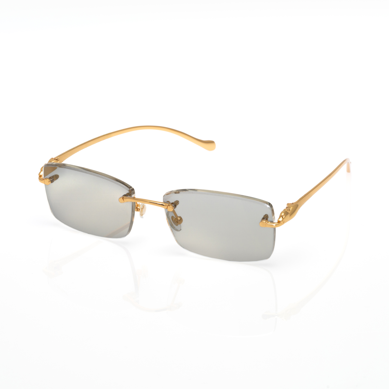 Lunettes Rectangle — Métal Doré Poli