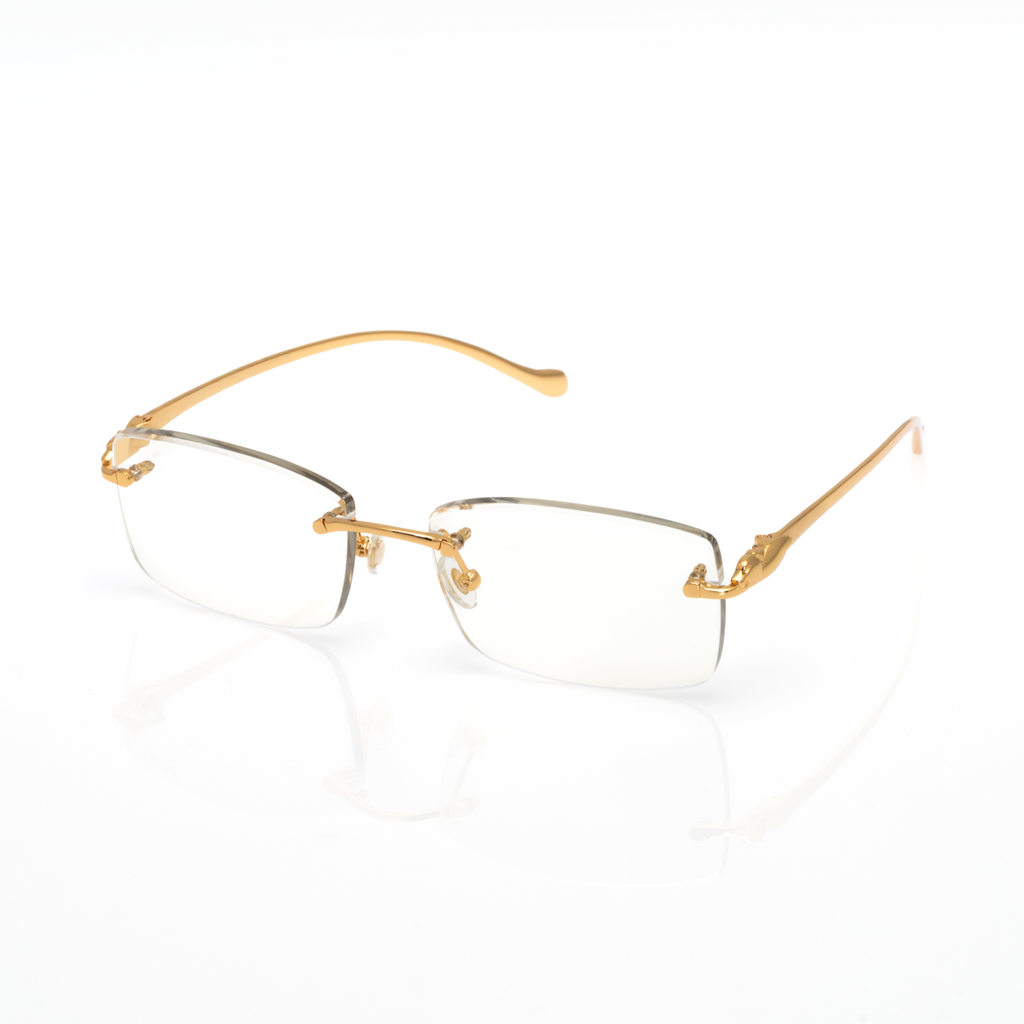 Lunettes Rectangle — Métal Doré Poli