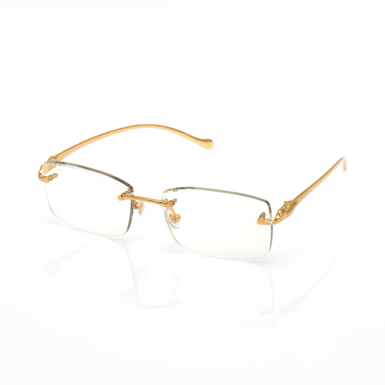 Lunettes Rectangle — Métal Doré Poli