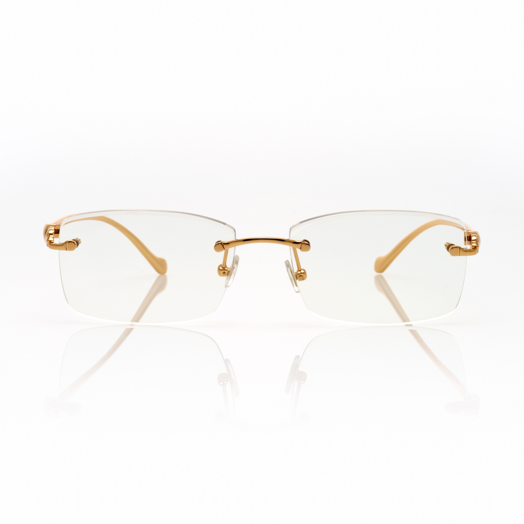 Lunettes Rectangle — Métal Doré Poli