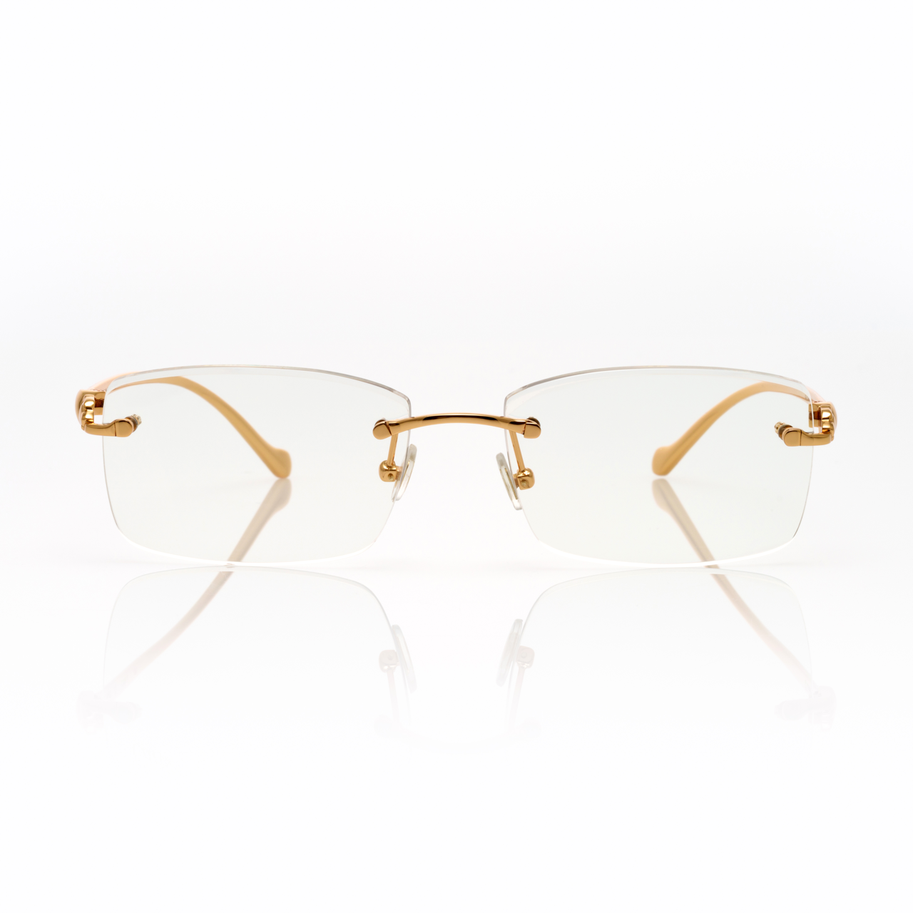 Lunettes Rectangle — Métal Doré Poli
