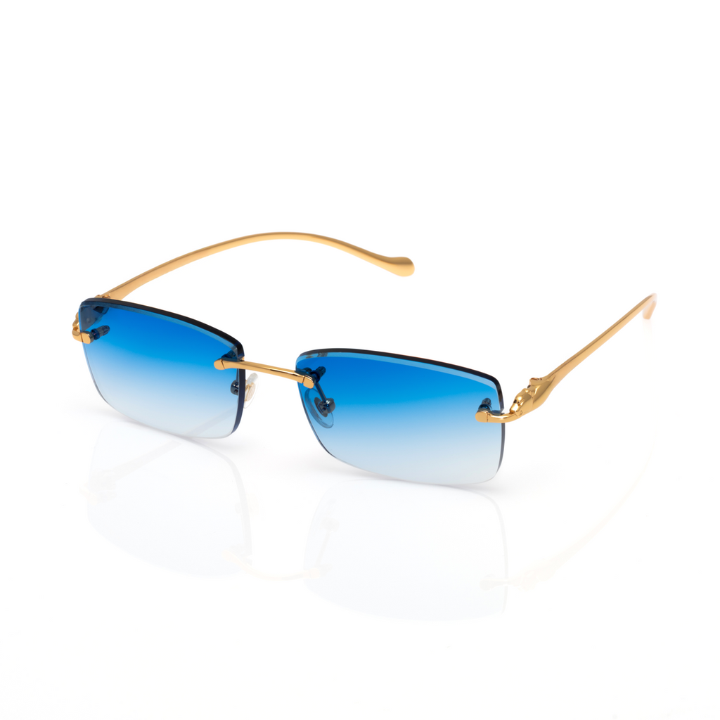 Lunettes Rectangle — Métal Doré Poli