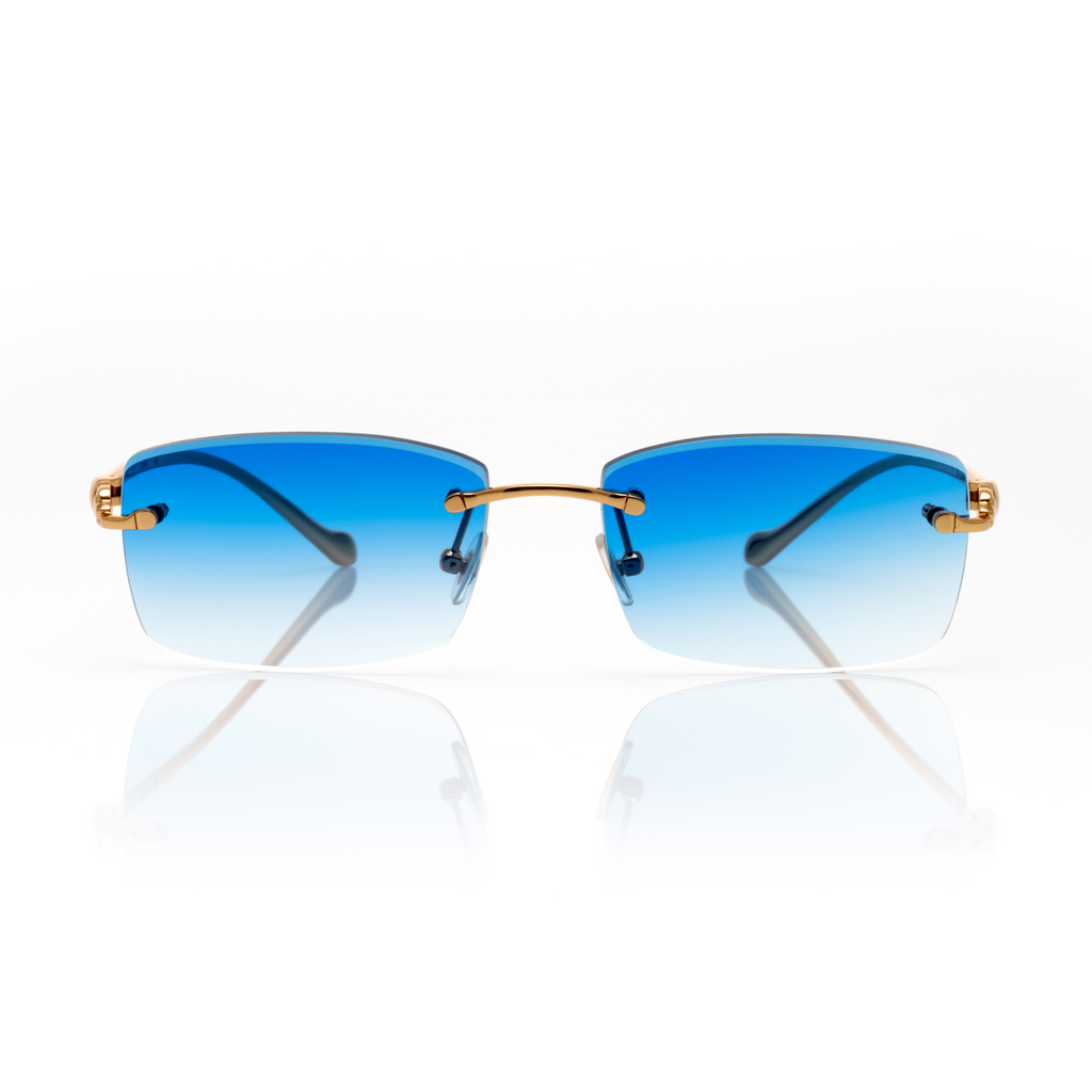 Lunettes Rectangle — Métal Doré Poli