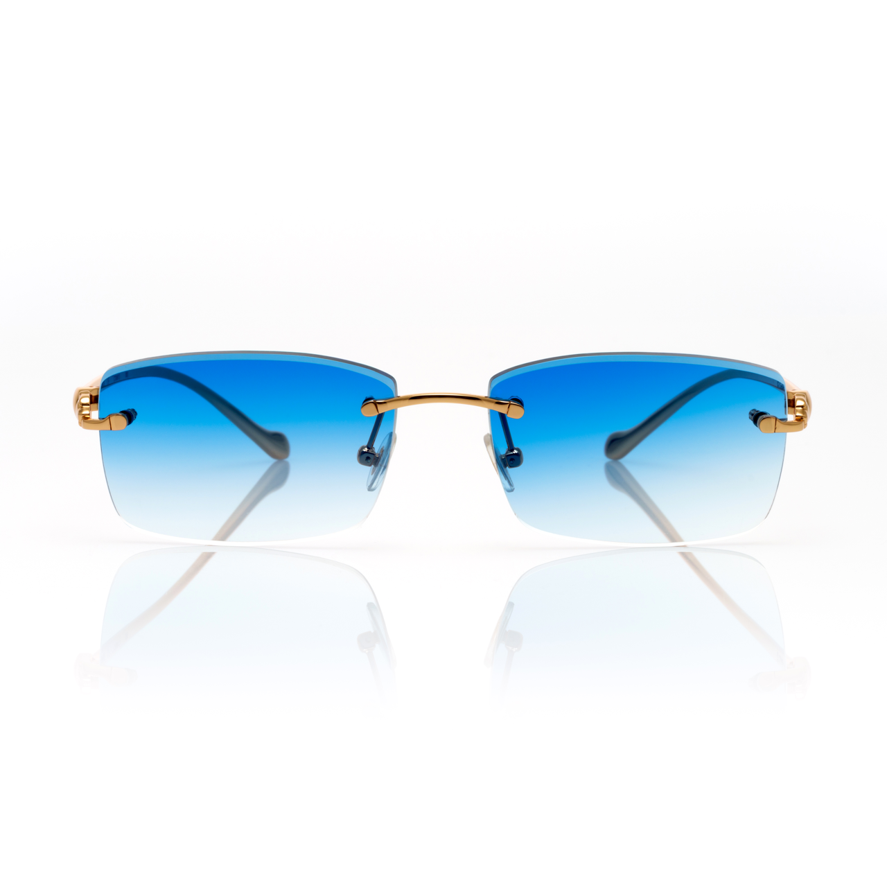 Lunettes Rectangle — Métal Doré Poli
