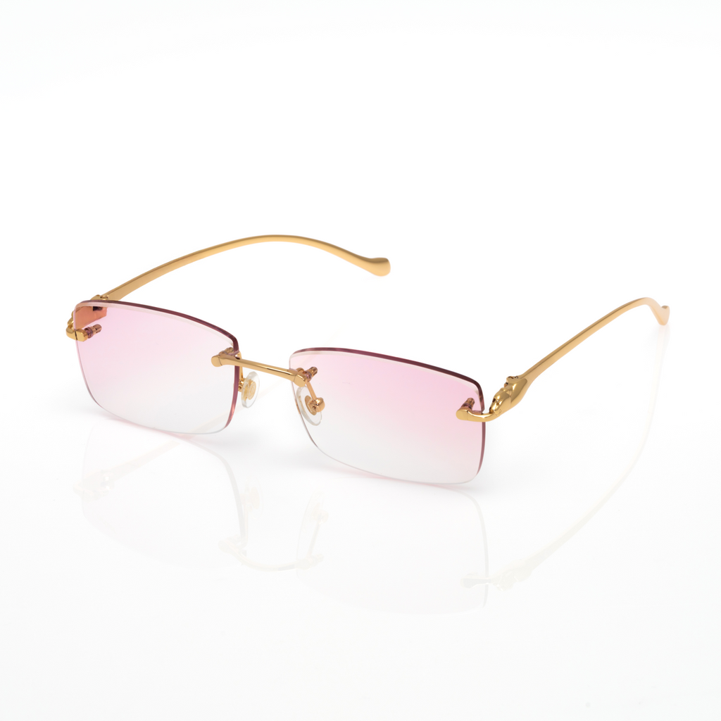 Lunettes Rectangle — Métal Doré Poli