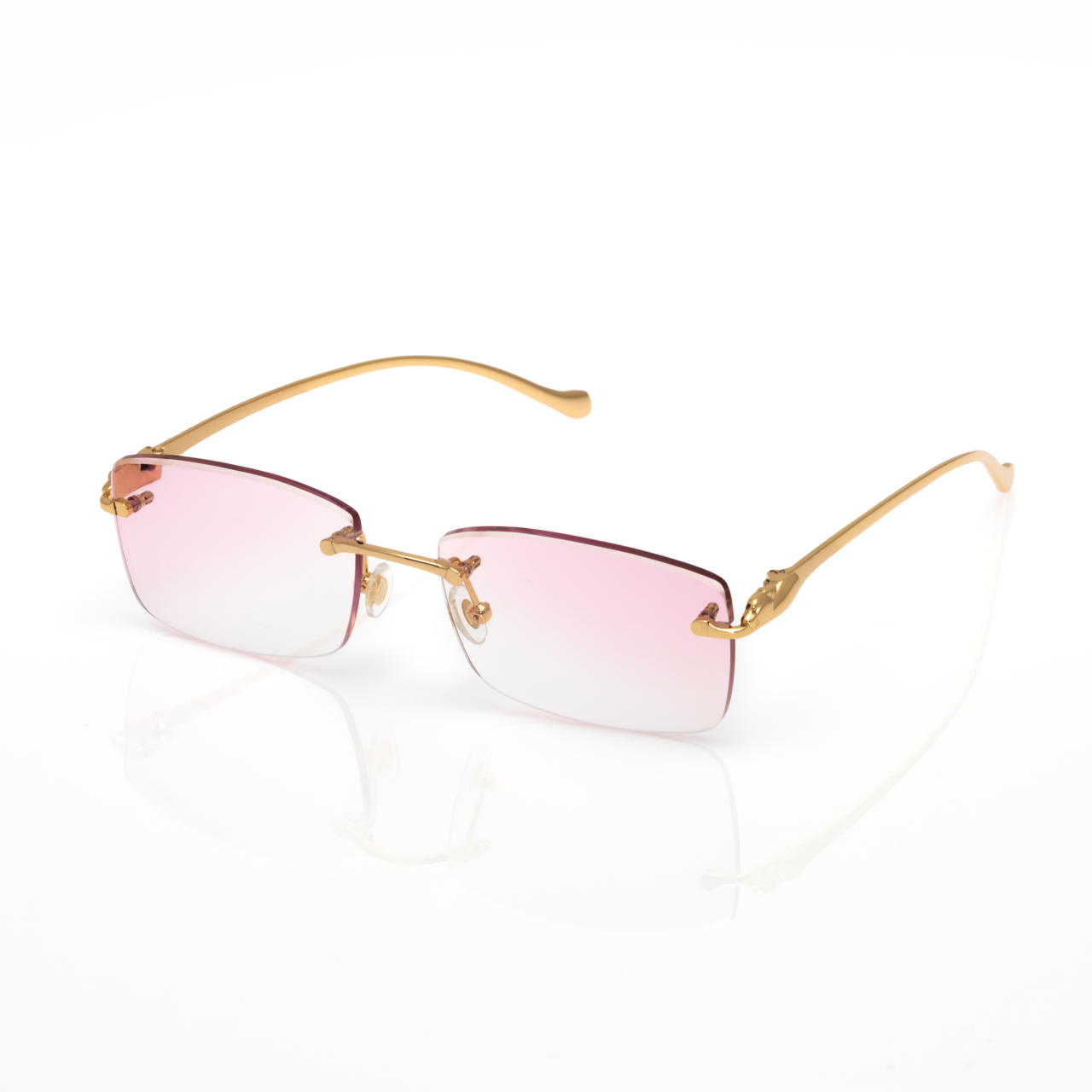 Lunettes Rectangle — Métal Doré Poli