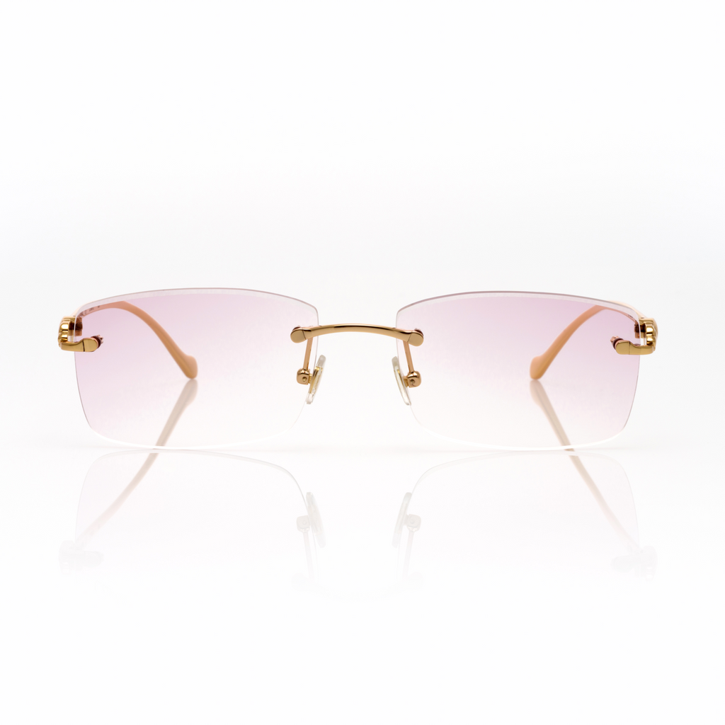 Lunettes Rectangle — Métal Doré Poli