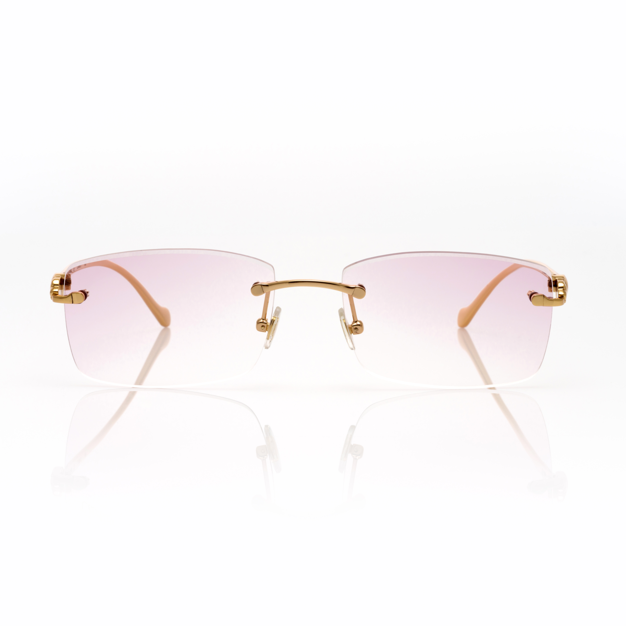 Lunettes Rectangle — Métal Doré Poli