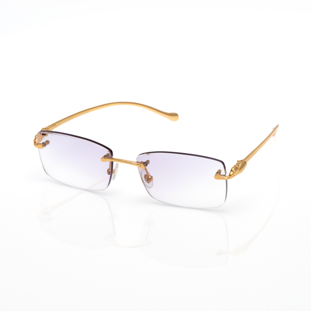 Lunettes Rectangle — Métal Doré Poli
