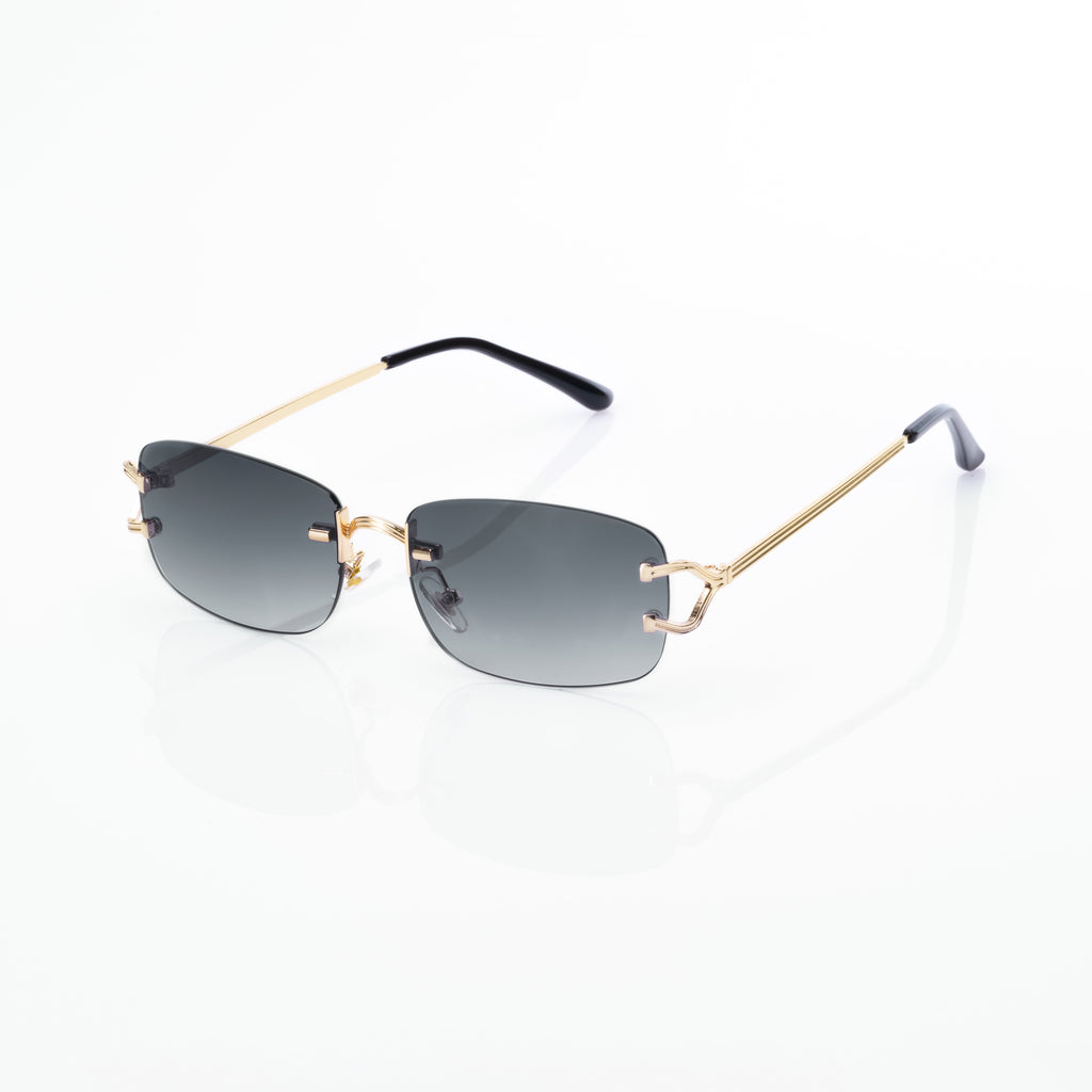 Lunettes Rectangle — Métal Doré & Verres Bleu Azur