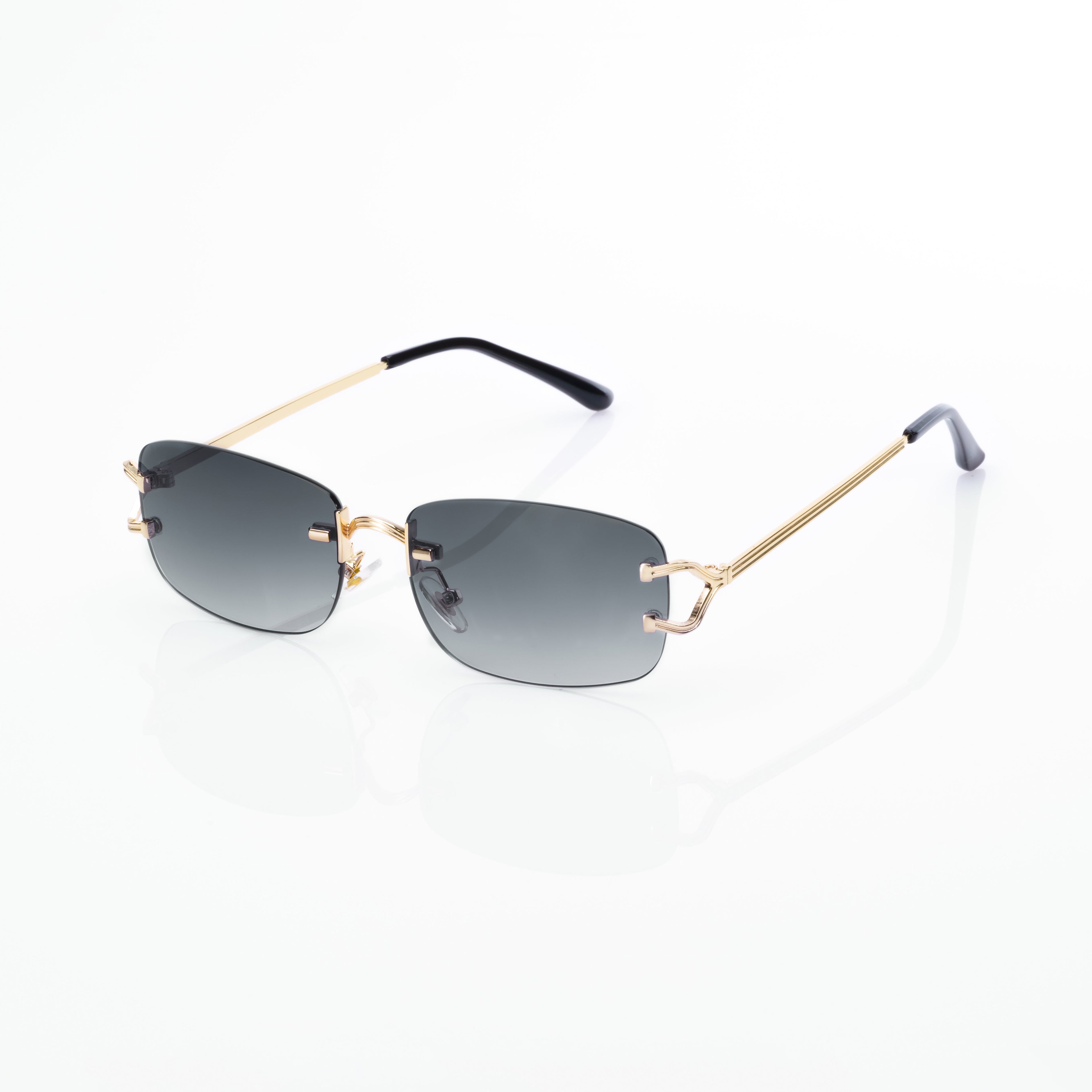 Lunettes Rectangle — Métal Doré & Verres Bleu Azur