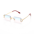 Lunettes Rectangle — Métal Doré & Verres Bleu Ciel