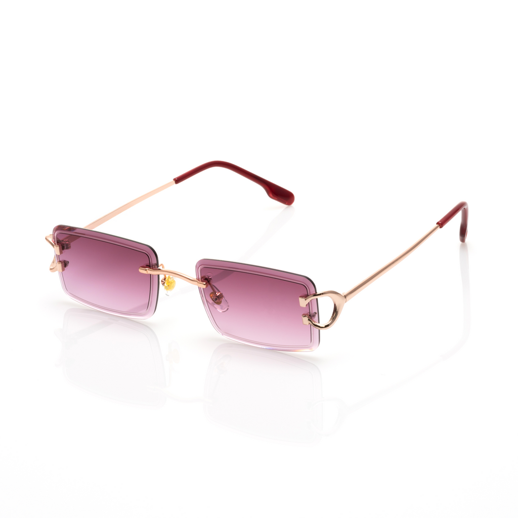 Lunettes Rectangle — Métal Doré & Verres Bleu Ciel