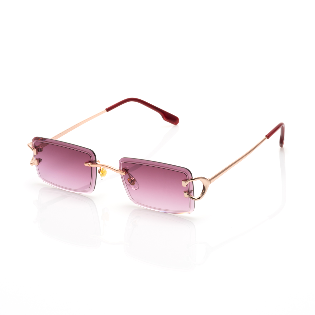 Lunettes Rectangle — Métal Doré & Verres Bleu Ciel