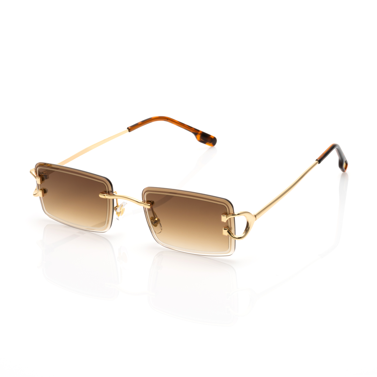 Lunettes Rectangle — Métal Doré & Verres Bleu Ciel
