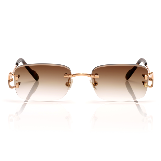Lunettes Rectangle — Métal Doré & Verres Cognac