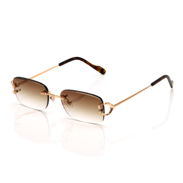 Lunettes Rectangle — Métal Doré & Verres Cognac